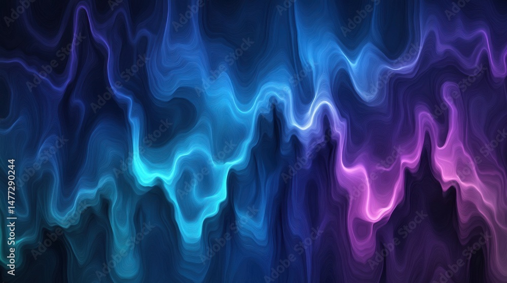 Poster abstract fluid art background with flowing blue and purple waves digital painting style design with 