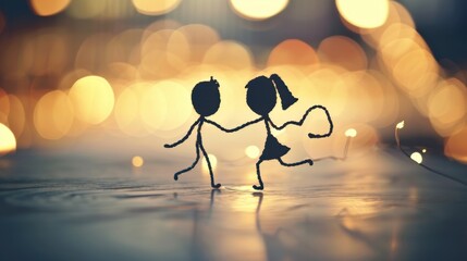 Stick Figure Engaged in a Dance: A stick figure and their partner dancing together, symbolizing joy, connection, and a celebration of their love and unity.
