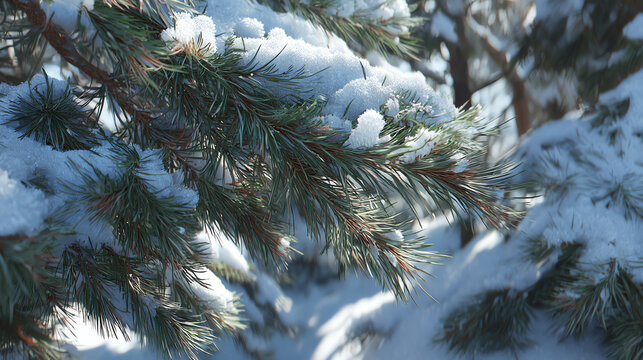 snow-covered pine needles - Powered by Adobe