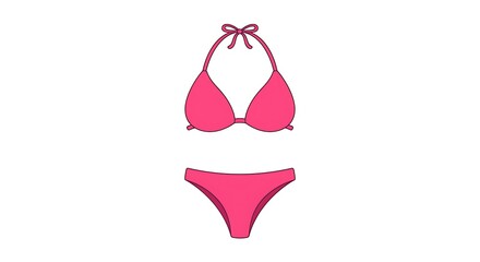 Pink Bikini Swimsuit Illustration Isolated on White