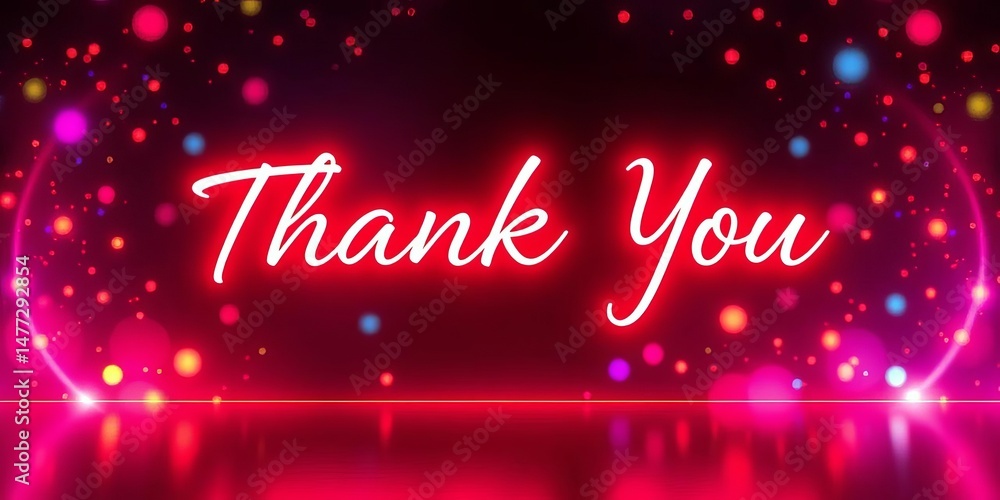 Poster abstract glowing digital thank you display with ample empty space, simple, design