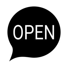 Open Sign Black Speech Bubble Icon, Business Open Symbol, Available Now, Ready for Customers, Open for Business