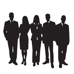 Business people silhouettes, group of standing business men and women
