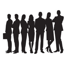 Business people silhouettes, group of standing business men and women
