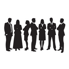 Business people silhouettes, group of standing business men and women
