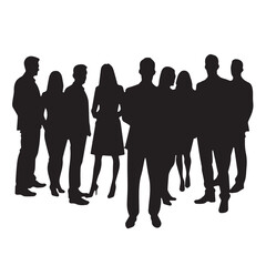 Business people silhouettes, group of standing business men and women
