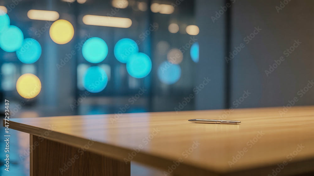 Poster blurred empty open distance office abstraction light bokeh in the office interior background for des