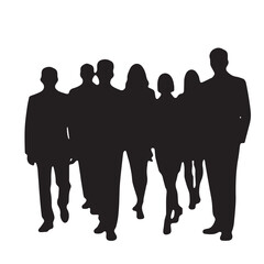 Business people silhouettes, group of standing business men and women
