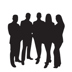 Business people silhouettes, group of standing business men and women

