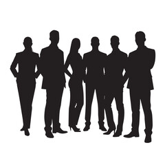 Business people silhouettes, group of standing business men and women
