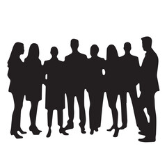 Business people silhouettes, group of standing business men and women
