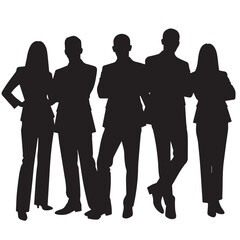 Business people silhouettes, group of standing business men and women
