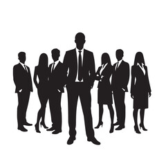 Business people silhouettes, group of standing business men and women
