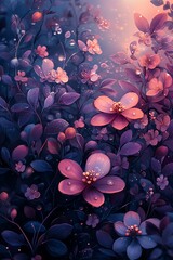 Vibrant illustration of flowers with intricate details and a colorful background.