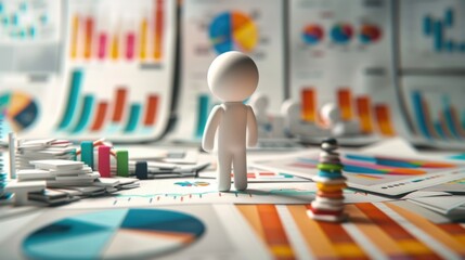 Stick Figure Analyzing Data: A stick figure observing data on a screen, analyzing charts and graphs to uncover insights and make informed conclusions.
