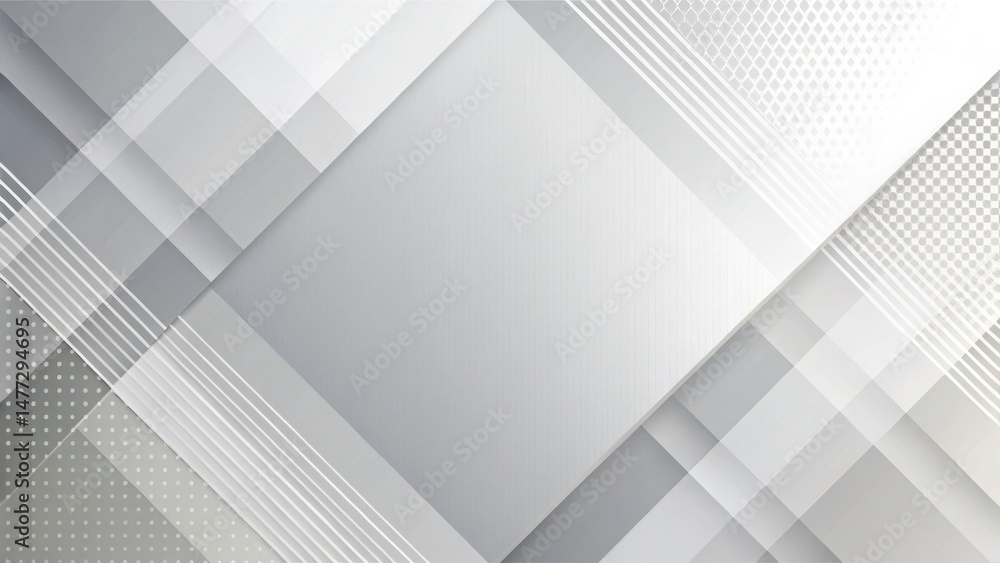 Poster abstract grey and white geometric shapes background design with overlapping layers and subtle textur