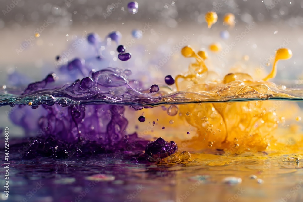 Poster colorful liquid splashes create vibrant patterns in clear water during a creative photography sessio