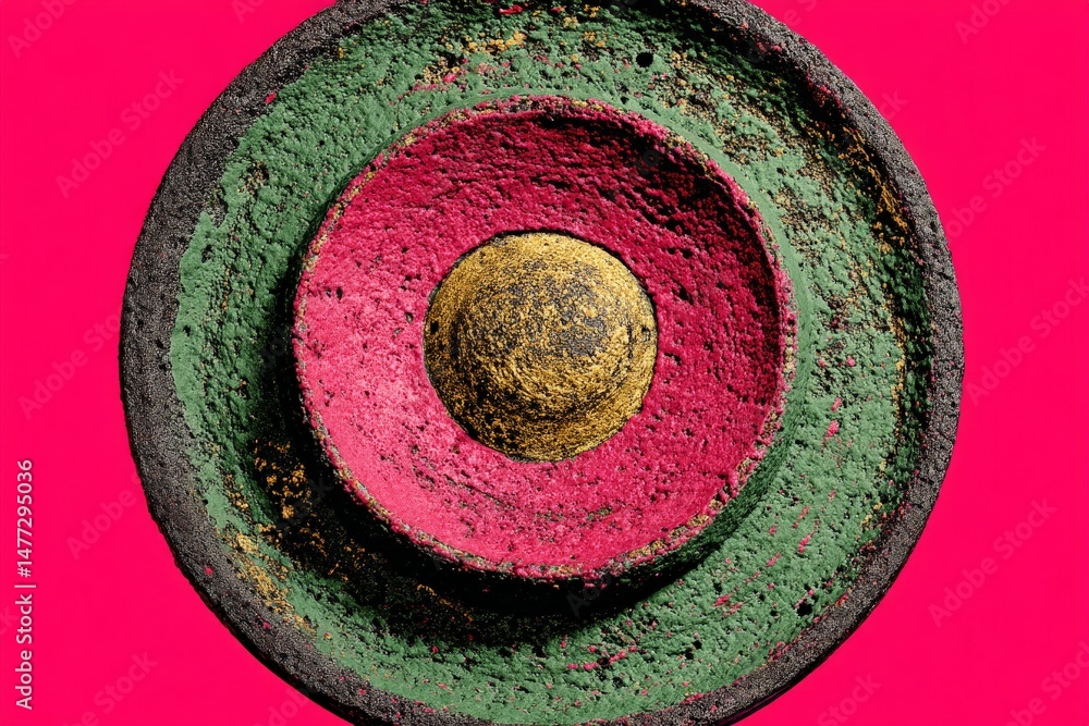 Aufkleber vibrant abstract artwork showcasing circular patterns with contrasting colors on a bold background