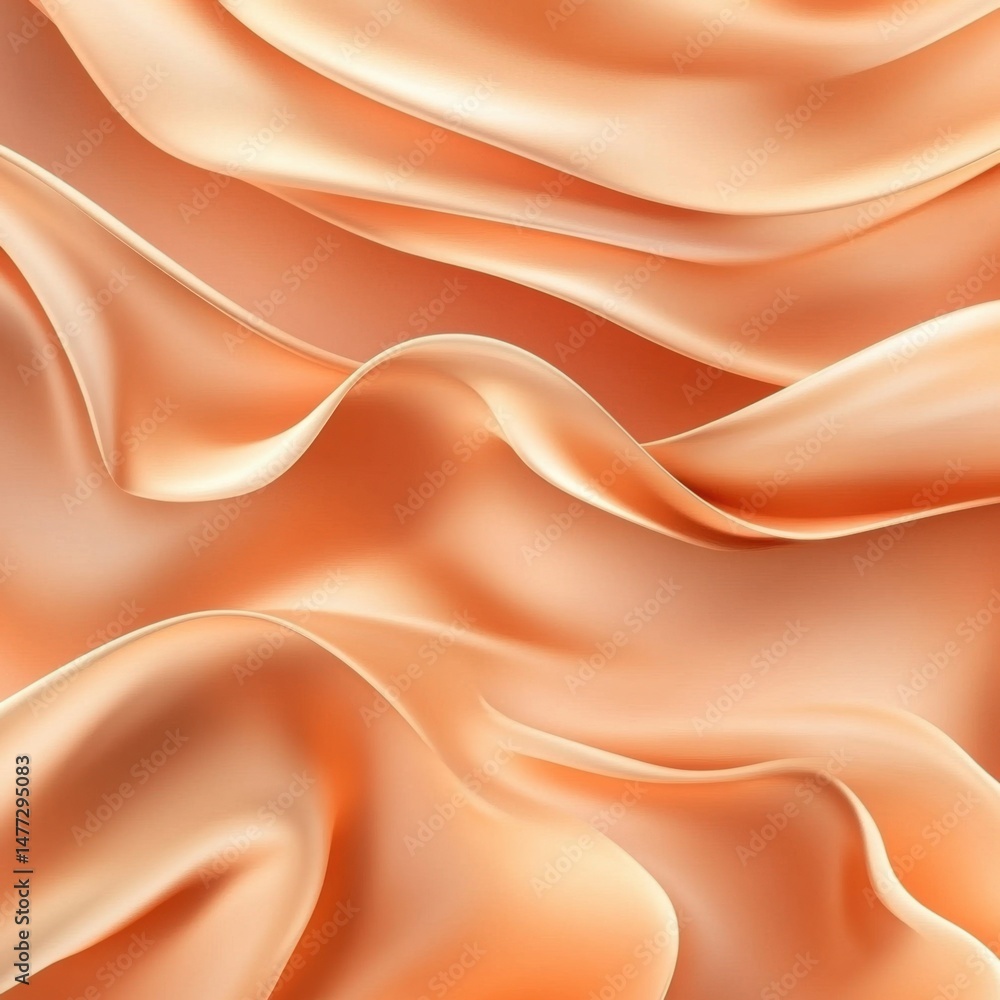 Aufkleber abstract close up of peach silk fabric flowing in waves studio shot elegant smooth texture backgroun