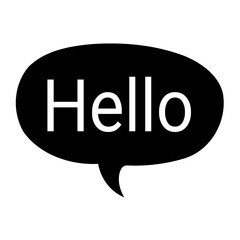 Simple Black and White Hello Speech Bubble  A Versatile Graphic for Communication and Design Projects
