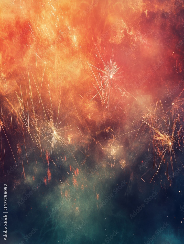 Aufkleber abstract fireworks display with orange and blue hues creating a dynamic and artistic visual effect c