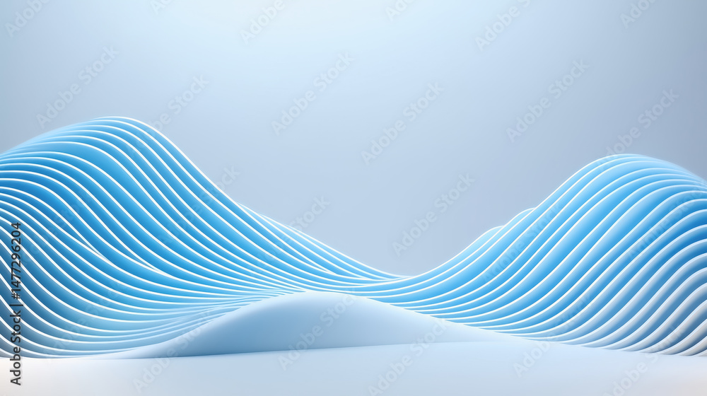 Poster a beautiful blue wave pattern illustrating fluid motion and depth in an engaging topographic visuali