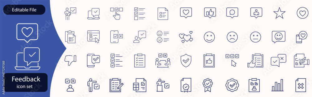 Fototapete feedback set of web icons in line style. feedback and review icons for web and mobile app. customer 