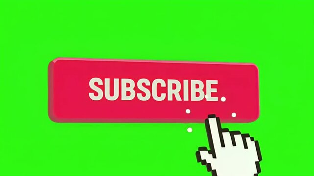 Pop up youtube subscribe like bell icon button clicked animation motion graphic, Isolated on chroma green screen.