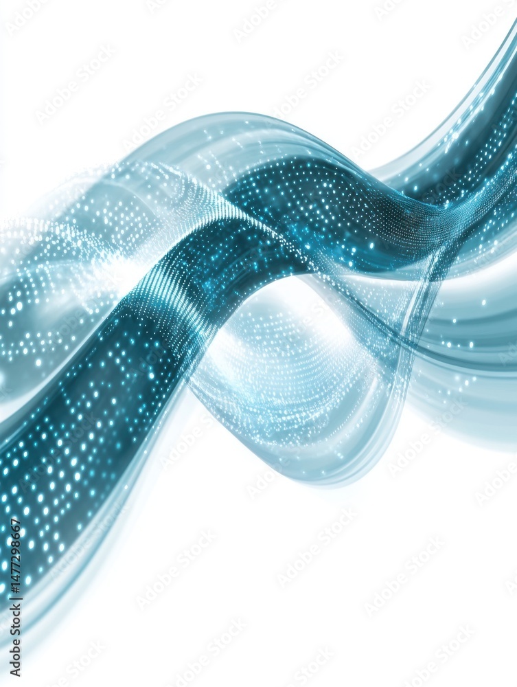 Poster abstract light wave flowing with dotted patterns on white background digital art concept