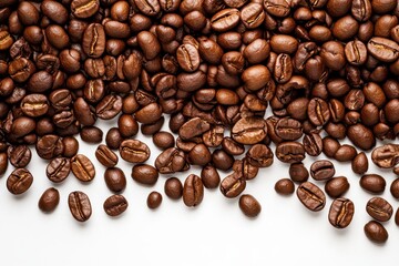 Fototapeta premium Roasted coffee beans scattered