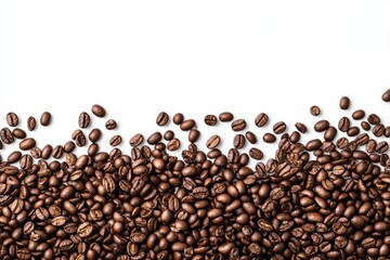 Obraz premium Roasted coffee beans scattered in a pile
