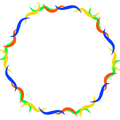 Vibrant Circular Border with Organic Elements on a Black Canvas Background