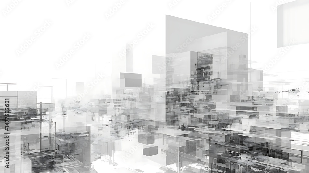 Poster elegant 3d cubes arranged in a sophisticated pattern on a clean white background, perfect for adding