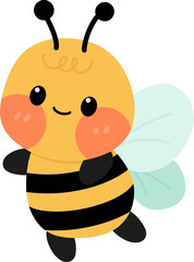 Cute bee cartoon character, vector.