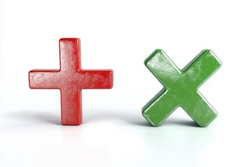 Obraz premium Plus and cross symbols isolated on white background. for education, math, and decision making.