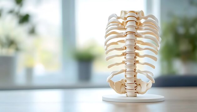 Close-up of Spine Model for Patient Education in Physical Therapy Session