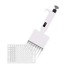 The multichannel micropipette was used to dispense or aspirate the reaction solution into or from the ELISA or 96-well plate for testing or diagnostic purposes.