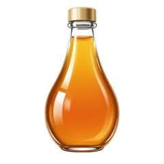 Bottle filled with light brown fluid sealed with a golden cap