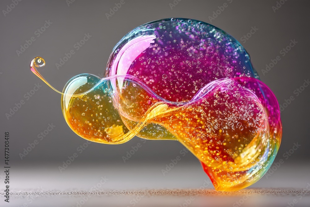Leinwandbilder colorful soap bubble creating mesmerizing patterns and reflections in bright light