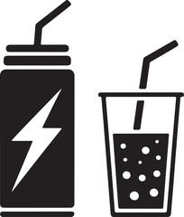 Obraz premium Energy Drink Can and Bottle Silhouettes Vector Set Collection