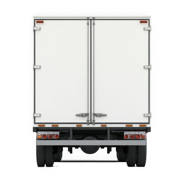 Back of a white truck isolated on transparent background