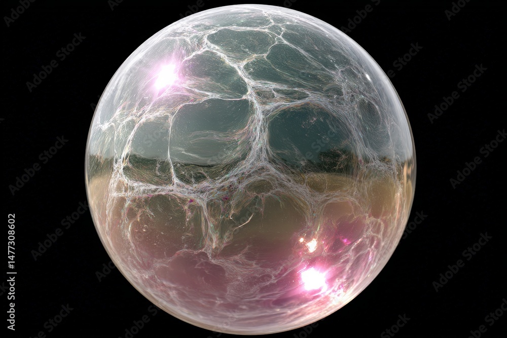Poster Ball of energy with glowing effects captured on dark background showcasing intricate patterns and bright highlights