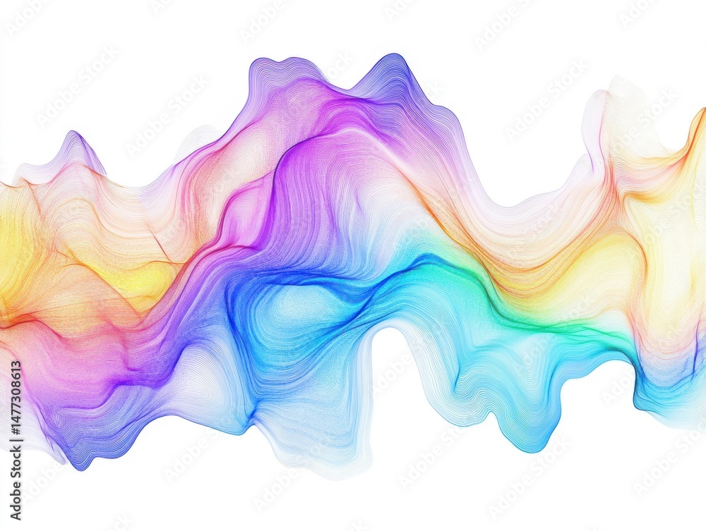 Poster abstract flowing colorful wave on white background digital art graphic design element modern art ill