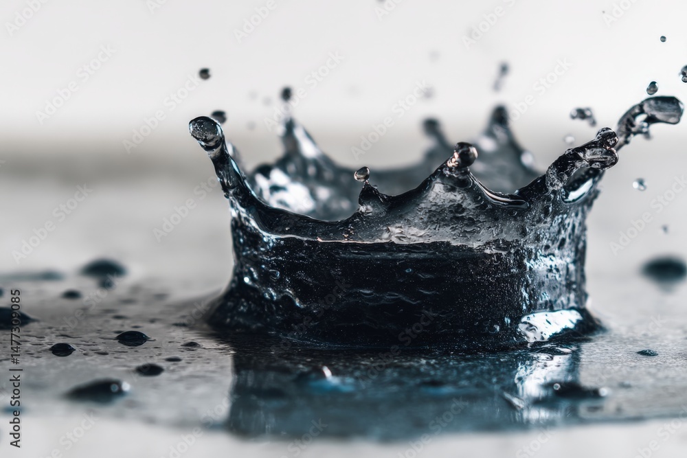 Poster droplets create dynamic splash patterns on a surface during a water experiment in a laboratory setti