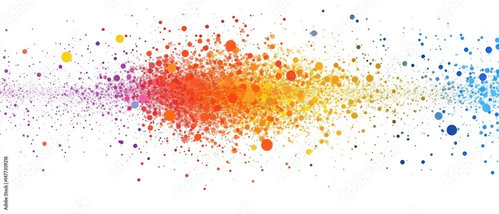 Poster vivid rainbow color splash on white background abstract art design element top view for creative pro