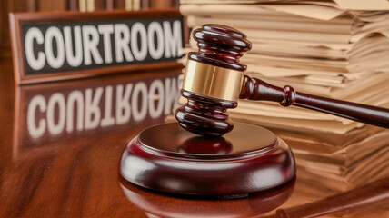 Close up of a gavel on a judge sec desk symbolizing court trials justice and legal determination