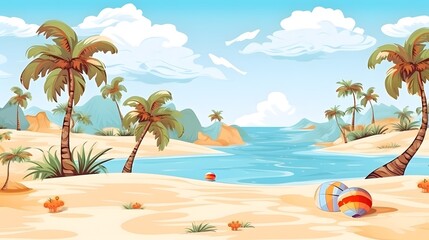 Obraz premium Professional Summer Seamless Cartoon Vector Background Illustration for Various Uses