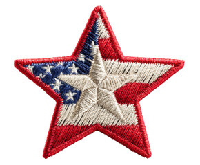 American flag star patch for clothing embellishment on a transparent background, cut out