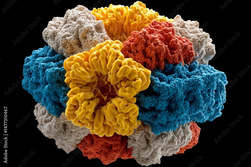 Aufkleber colorful representation of a virus structure showcasing detailed components and symmetry