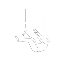 Falling Business Man Line Art Isolated on White. People and activities, losing work and profits vector art